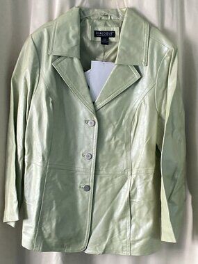 Dialogue Mint Green Leather Blazer Jacket Size 2X NWT Biker